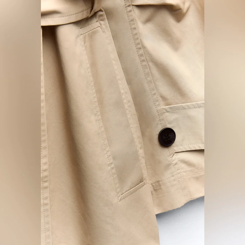 Zara coat jacket overcoat trench duster long beige tan casual